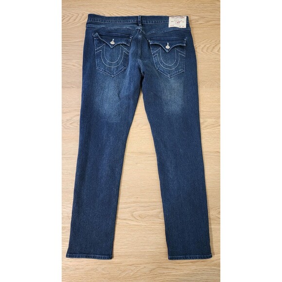 True Religion Rocco Jeans Mens 38x32 SN Flap Relaxed Skinny Dark Scorched Wash - Picture 14 of 16